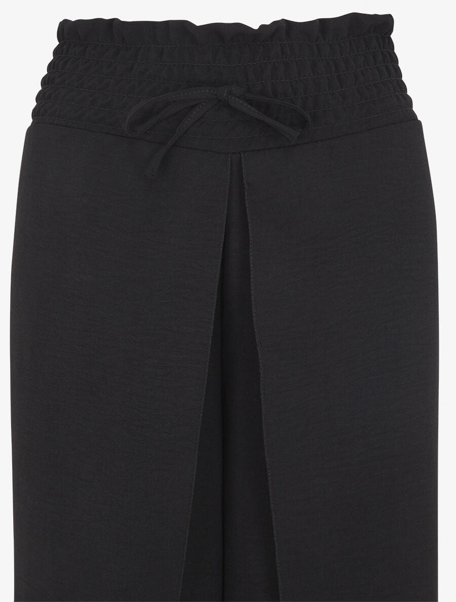 Pantalon tulipe uni à taille élastiquée - Noir - 3