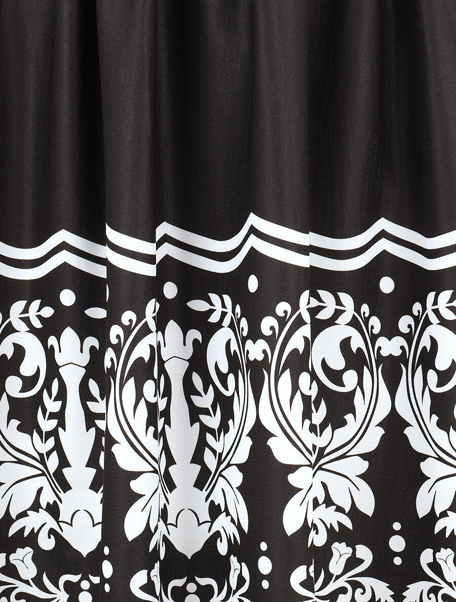 Robe midi évasée sans manches imprimé floral - Noir - 3