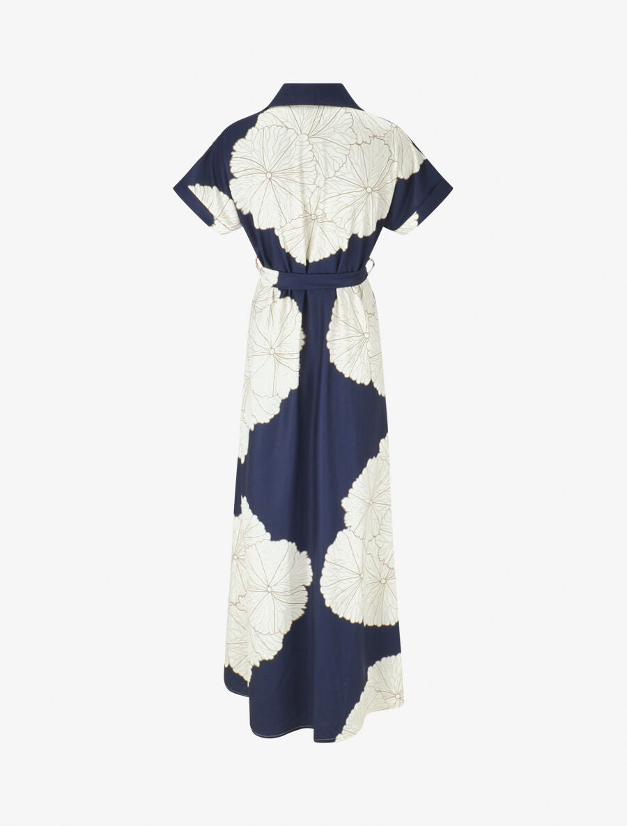 Robe chemise longue imprimé floral - Marine - 2