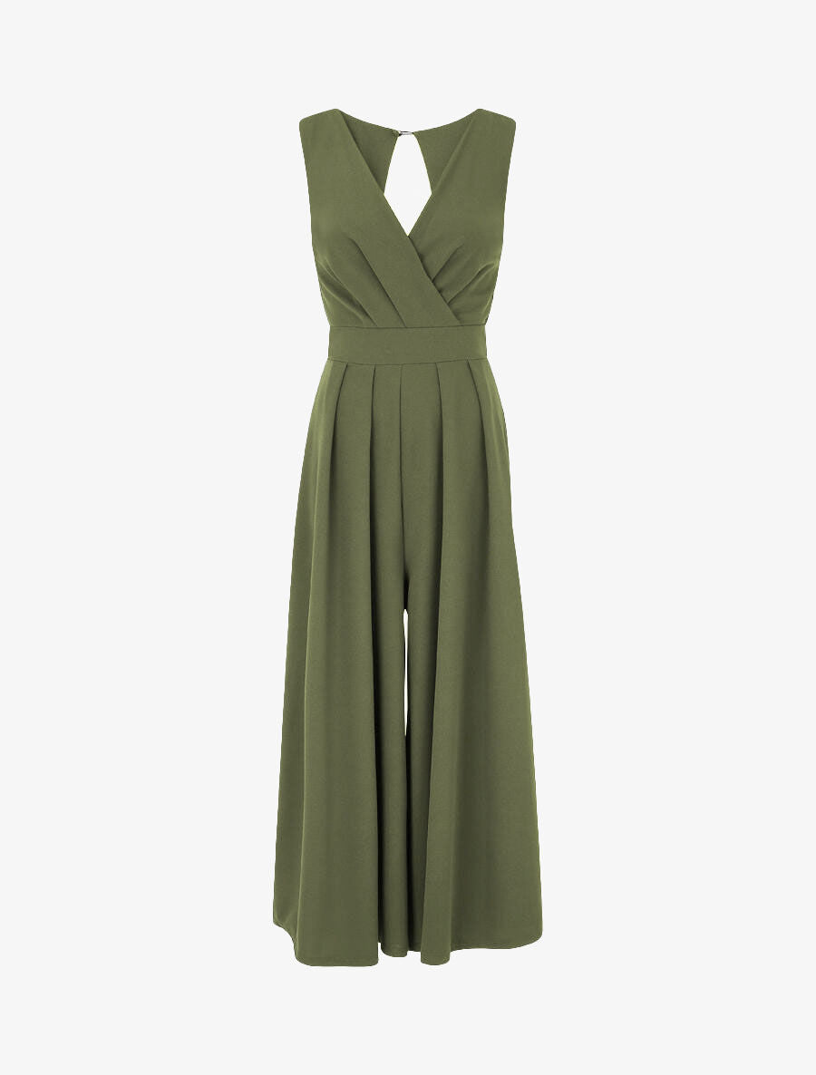 Combinaison unie dos ouvert - Kaki - 1