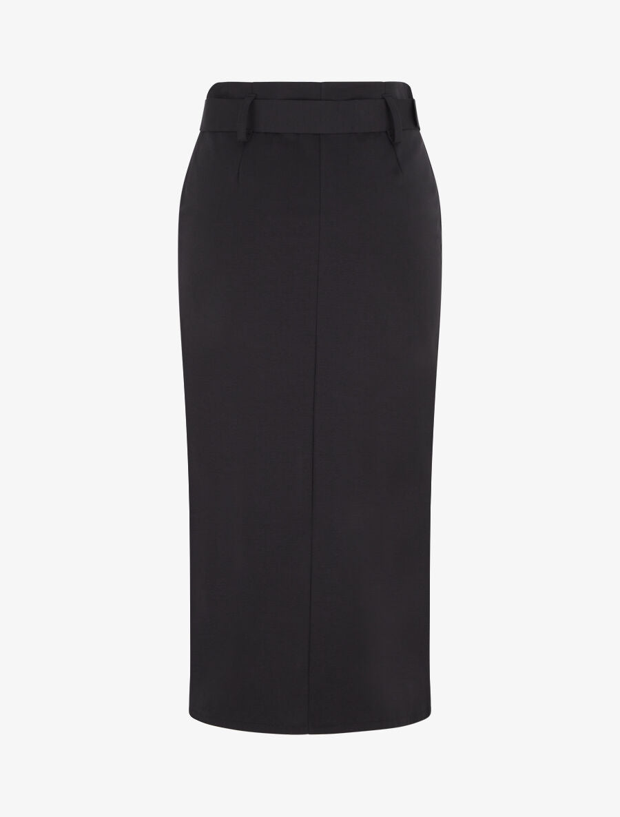 Jupe droite mi-longue unie - Noir - 2