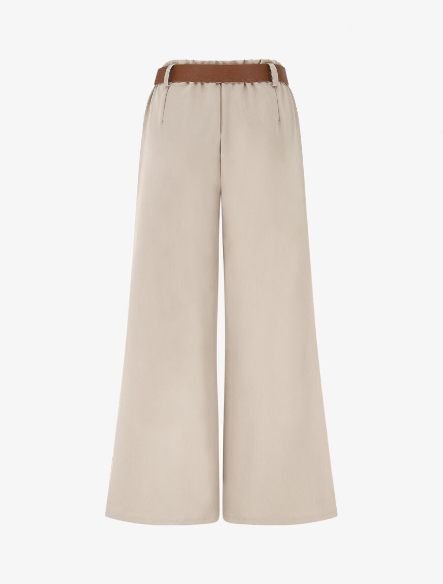 Pantalon long uni élastiqué - Beige - 2