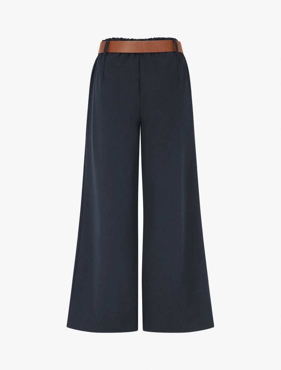 Pantalon long uni élastiqué - Marine - 2