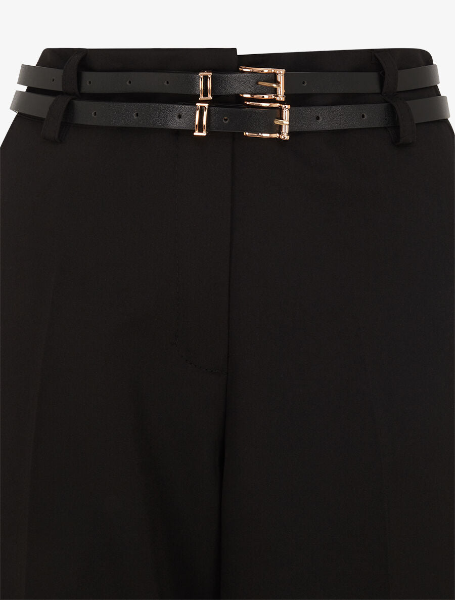 Pantalon droit taille haute ceinturée - Noir - 3