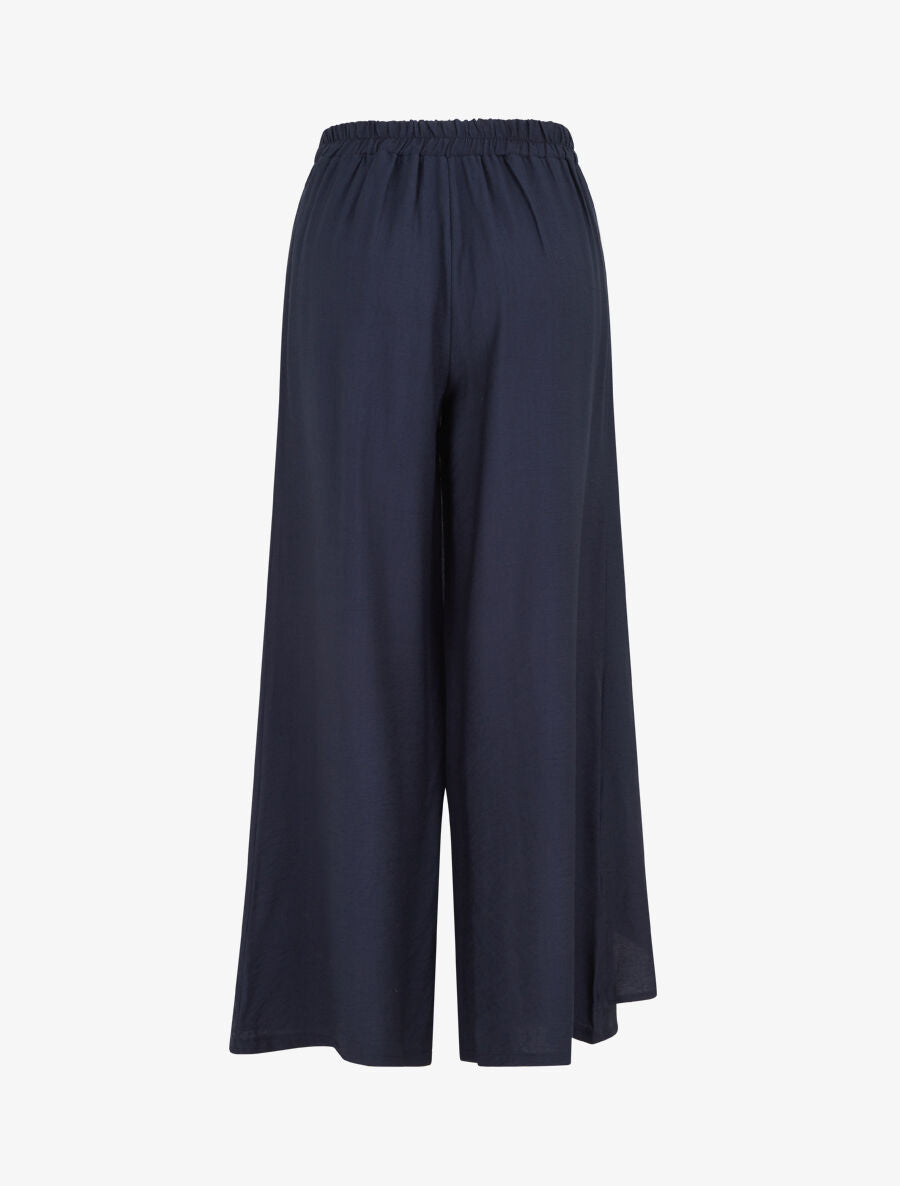 Pantalon droit uni à pan - Marine - 2