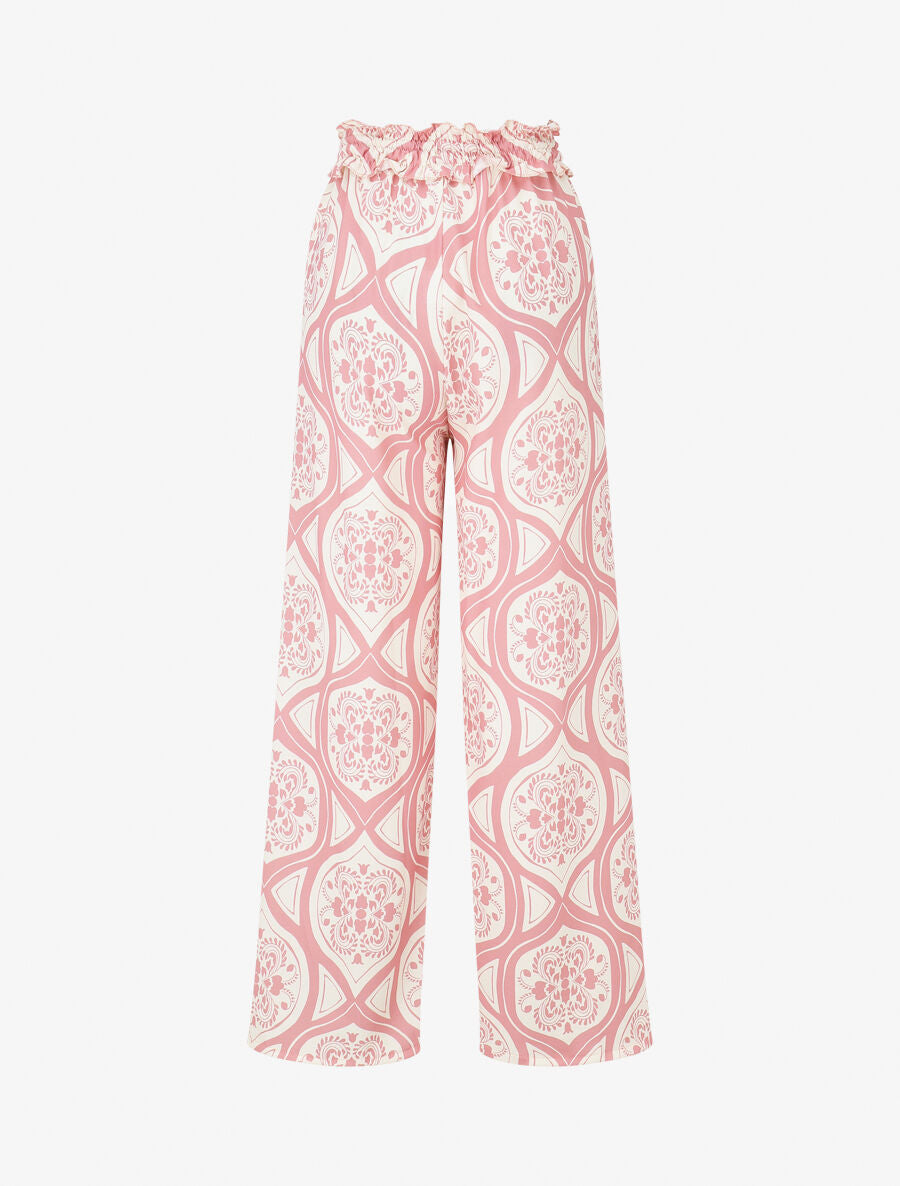 Pantalon élastiqué à imprimé graphique - Rose - 2