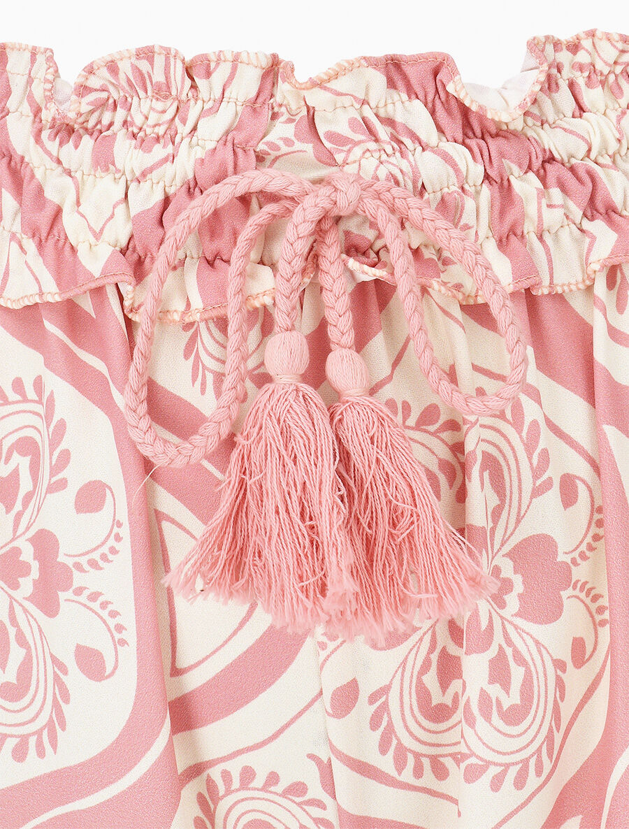 Pantalon élastiqué à imprimé graphique - Rose - 3