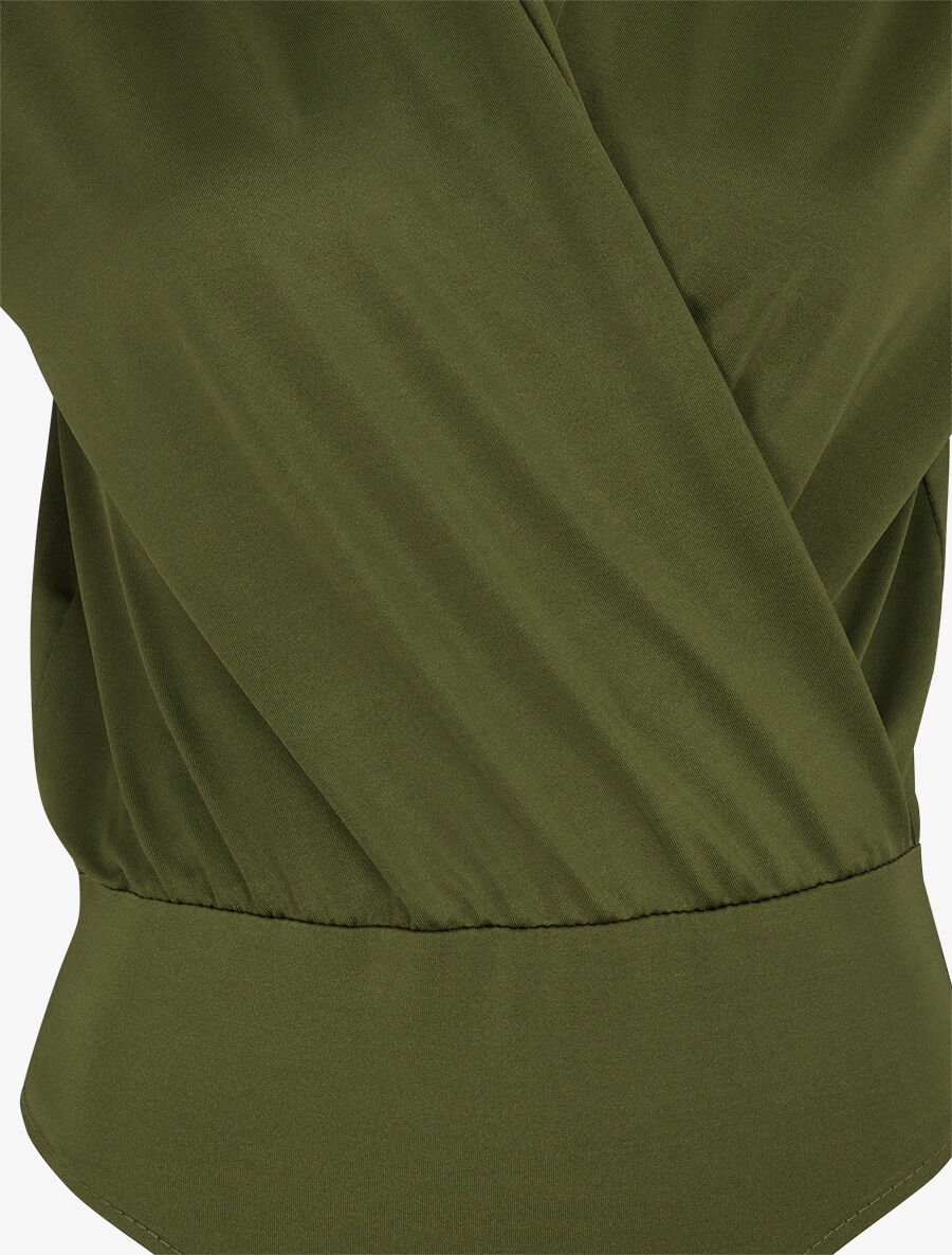 Body uni à col cache-coeur - Kaki - 3