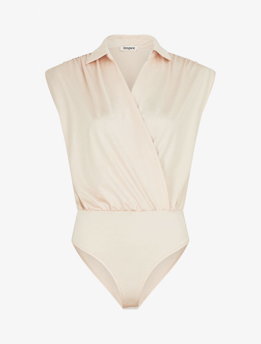 Body uni à col cache-coeur - Beige - 1
