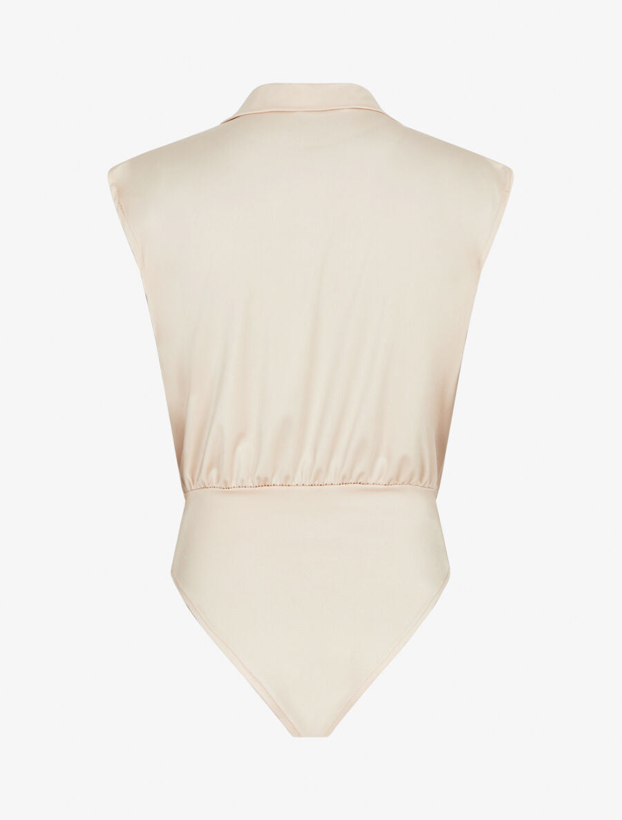 Body uni à col cache-coeur - Beige - 2