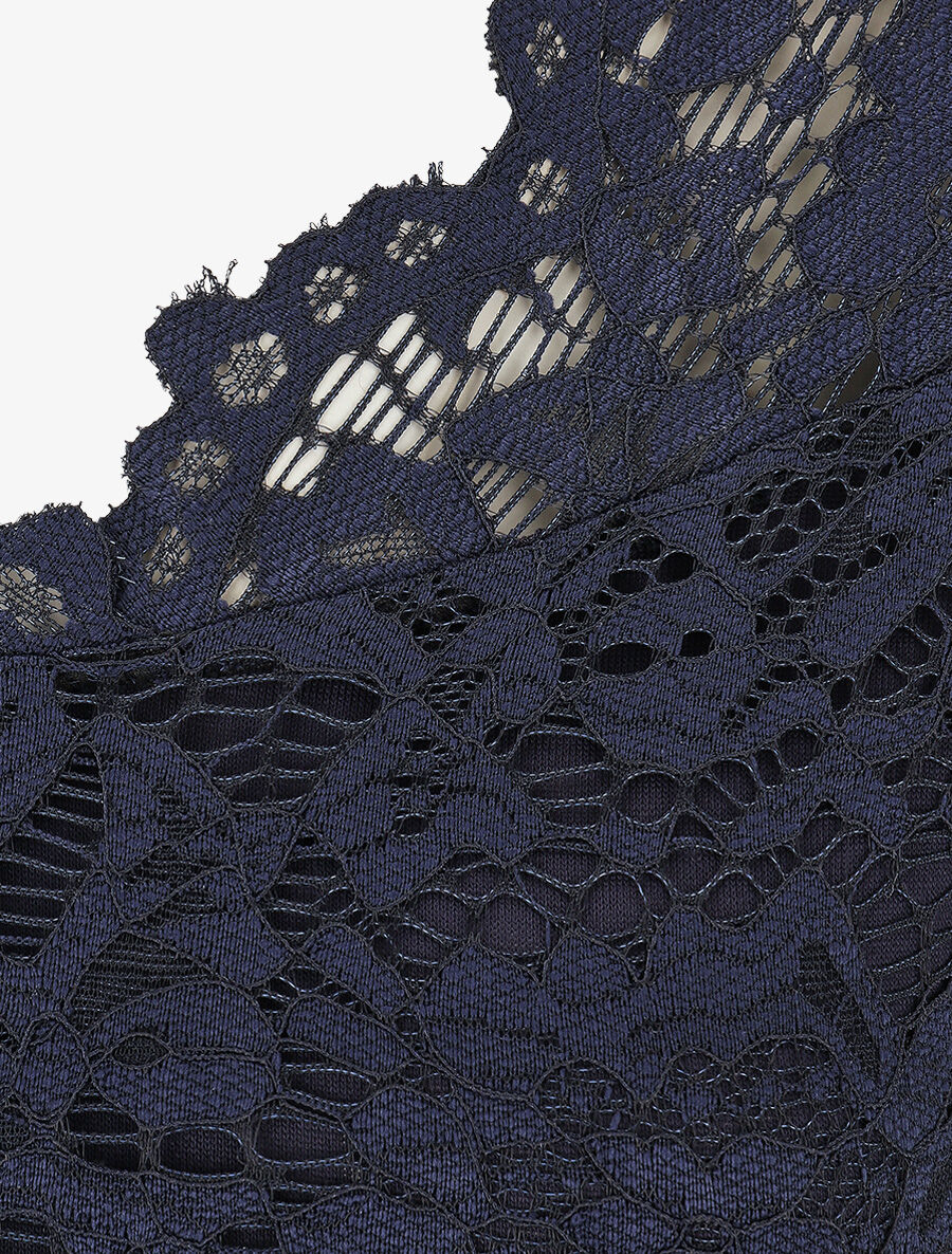 Body en dentelle manches courtes - Marine - 3