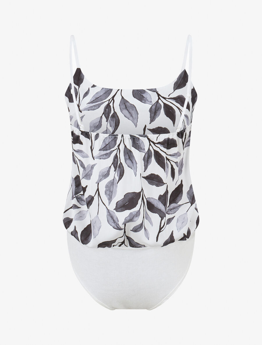 Body style caraco imprimé feuilles - Noir - 2