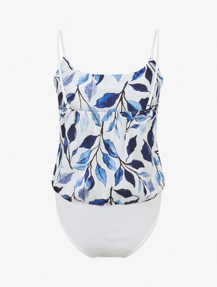 Body style caraco imprimé feuilles - Marine - 2