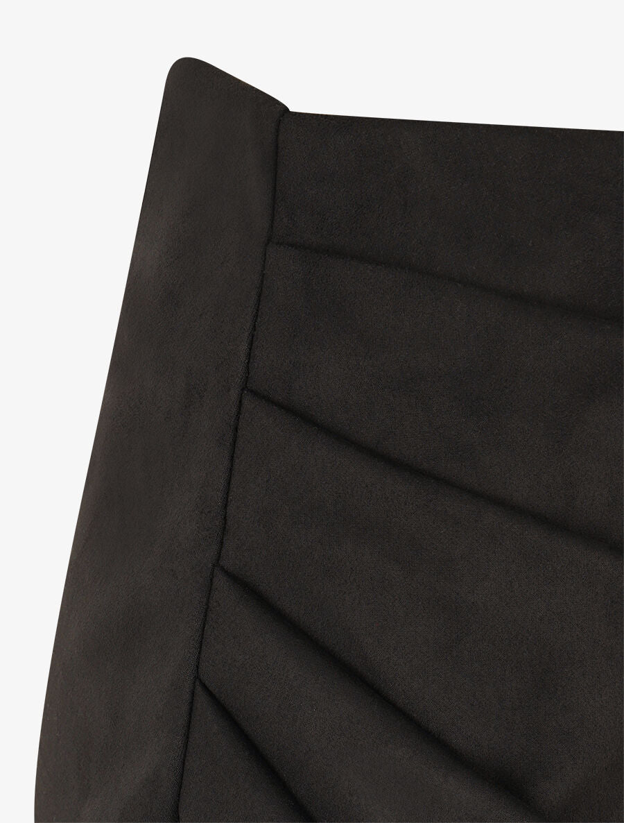 Jupe taille haute en suédine style portefeuille - Noir - 3