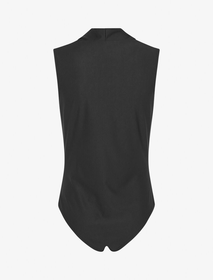 Body satiné à col bénitier - Noir - 2