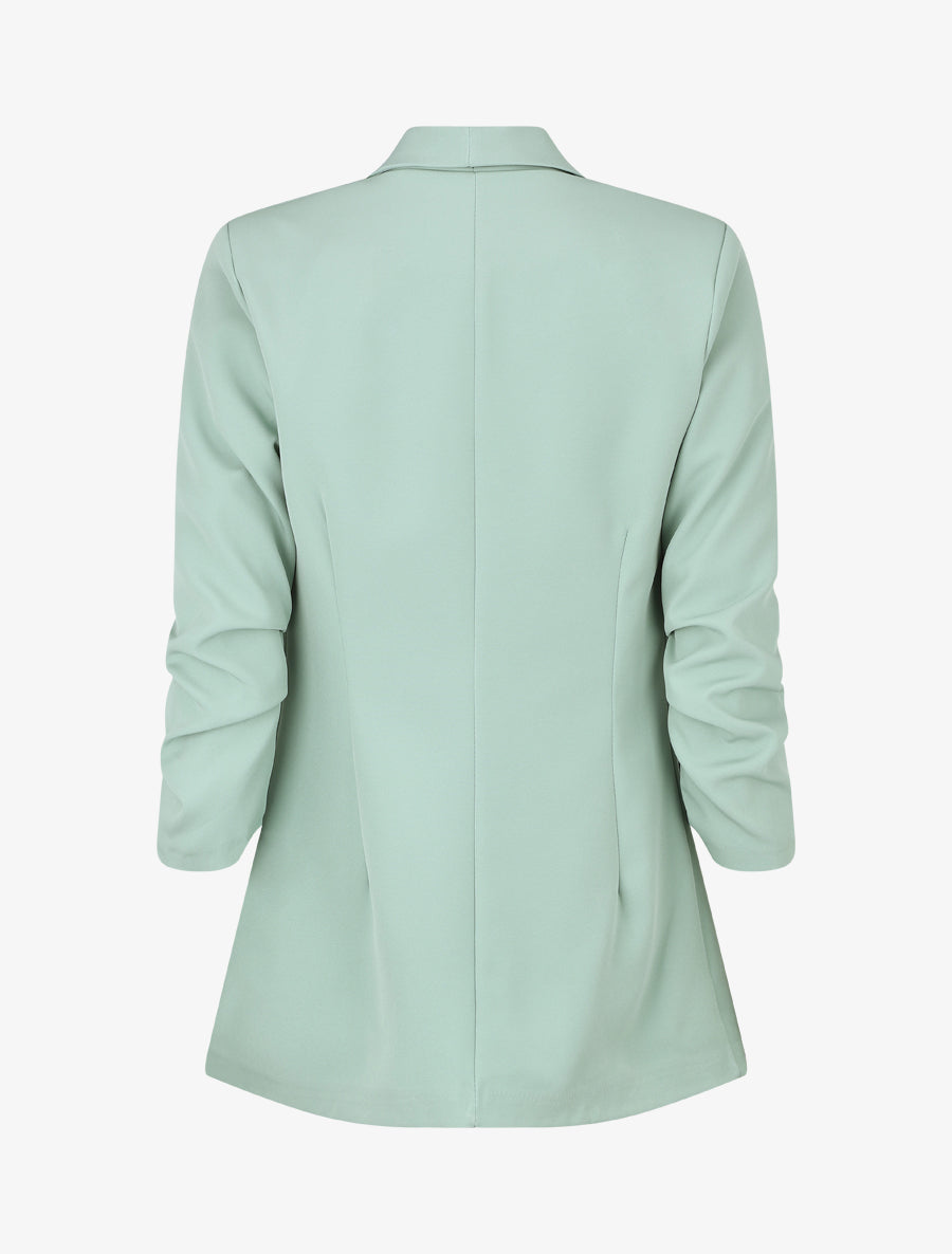 Blazer uni à manches froncées - Vert clair - 2