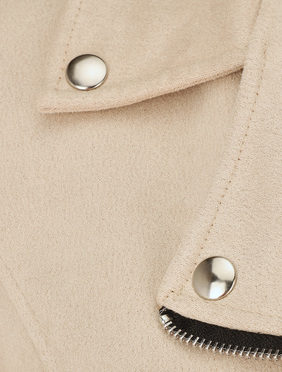 Jacke im Wildleder-Look im Bikerstil - Beige