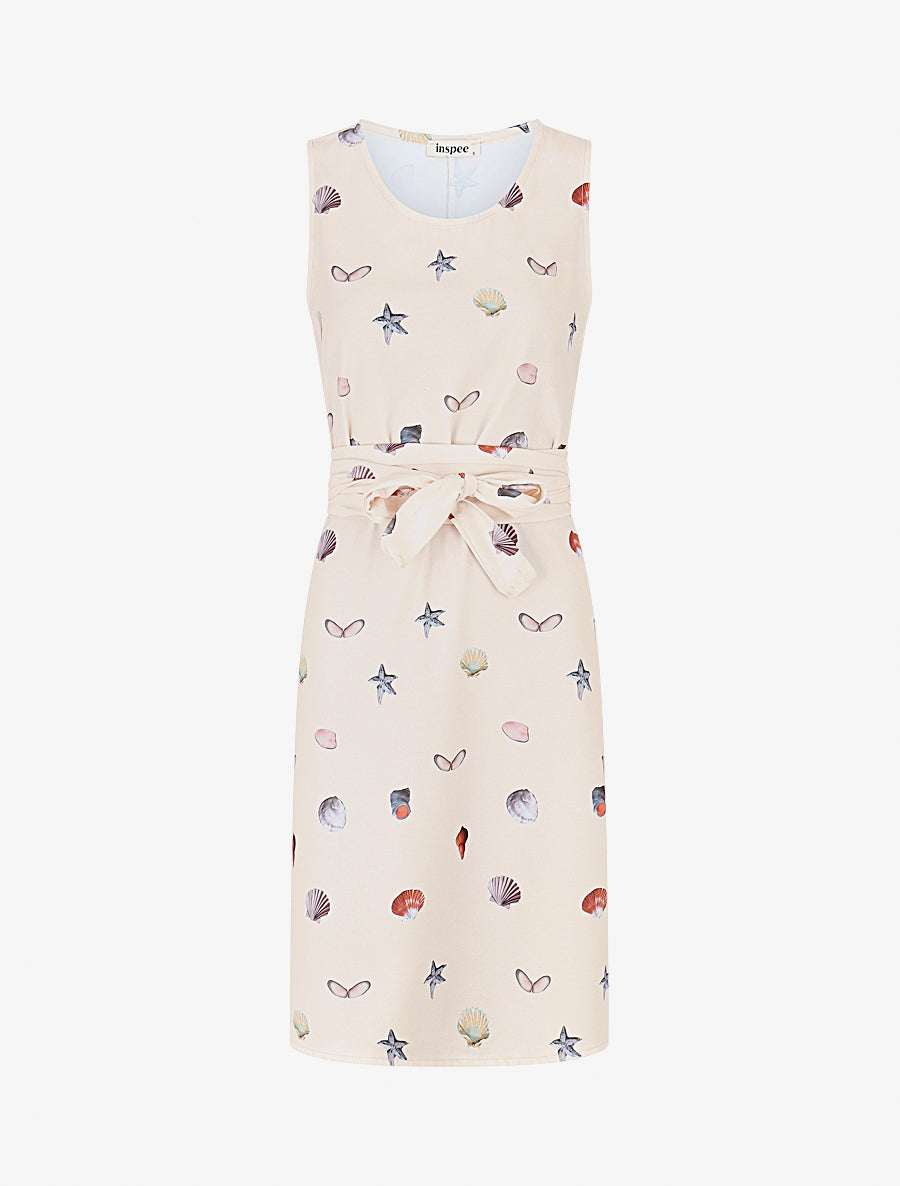 Robe à nouer imprimé coquillages - Beige - 1