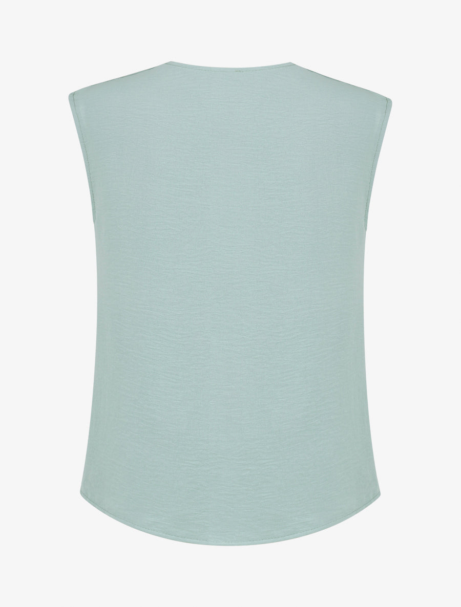 Top uni à empiècement bijou - Vert d&