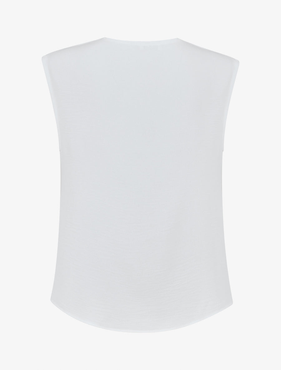 Top uni à empiècement bijou - Blanc - 2