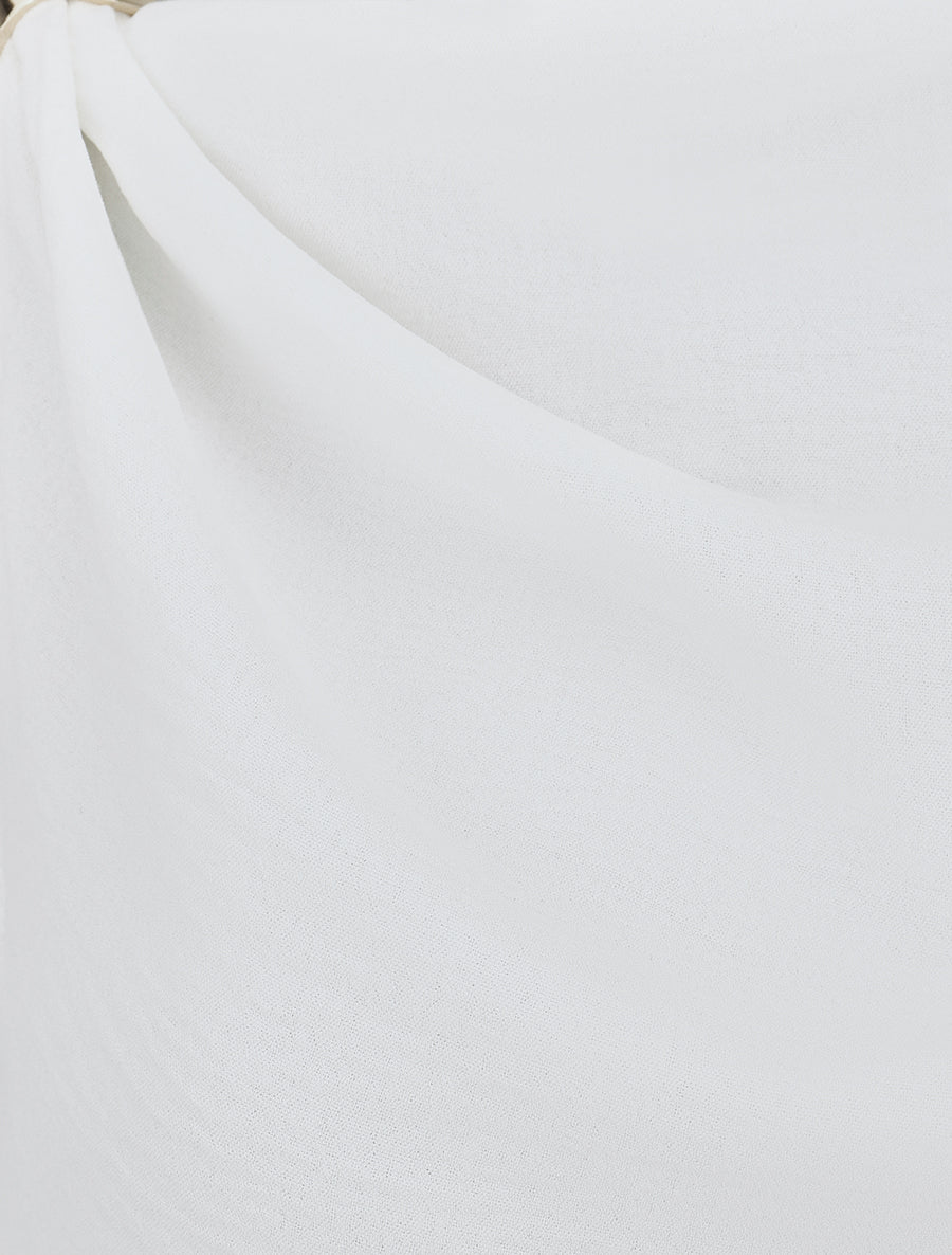 Top uni à empiècement bijou - Blanc - 3