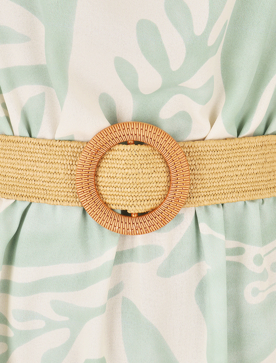 Robe imprimé abstrait à col américain - Vert clair - 3