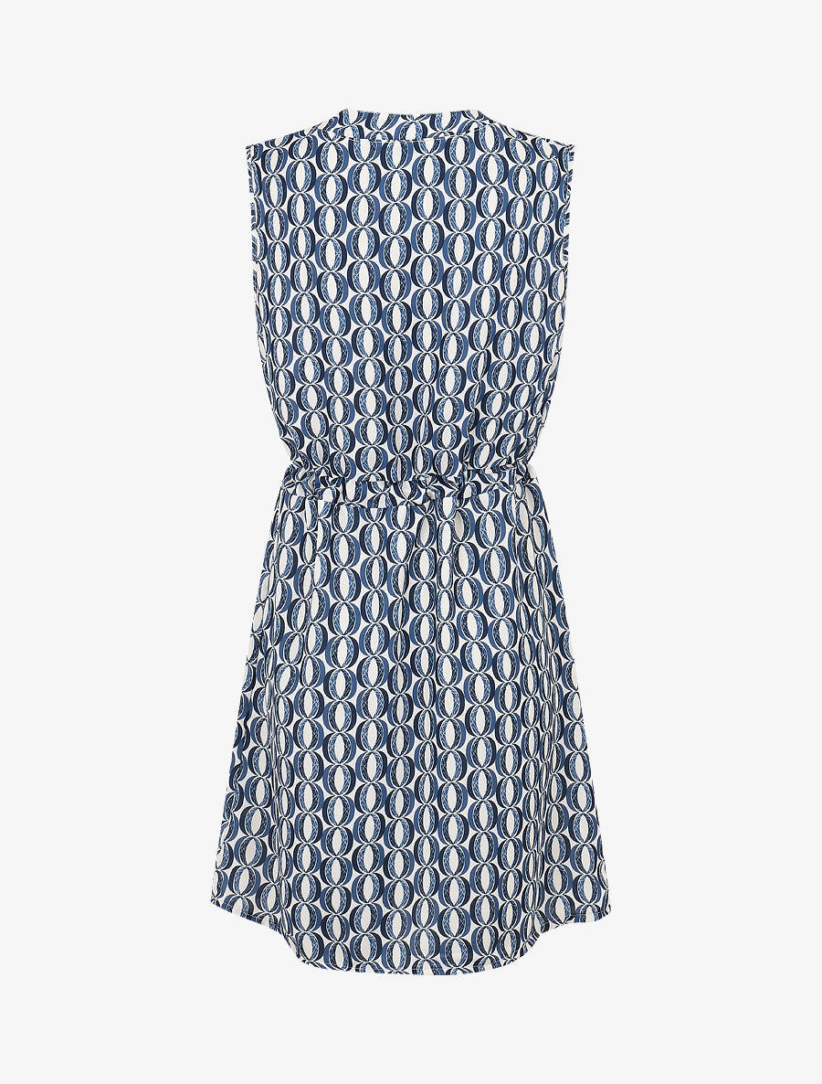 Robe mi-longue cintrée imprimé graphique - Marine - 2