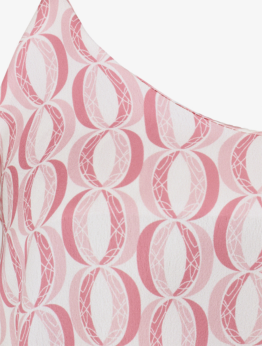 Caraco satiné imprimé graphique - Rose - 3