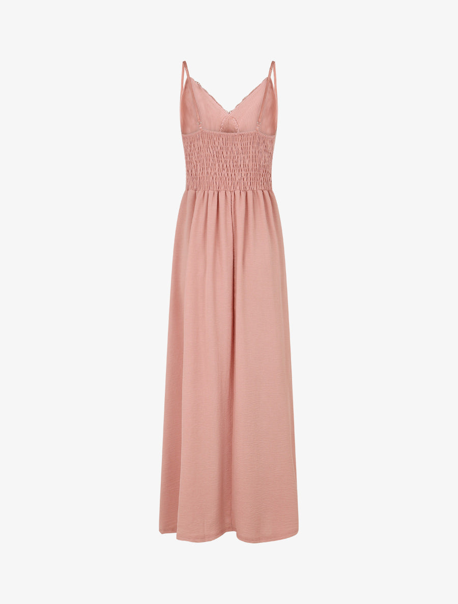 Robe longue à dos élastiqué - Vieux rose - 2