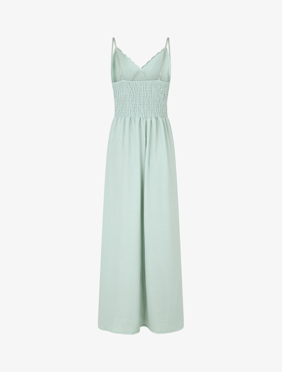 Robe longue à dos élastiqué - Vert d&