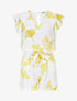 Combishort imprimé éventails à manches volantées - Jaune - 1