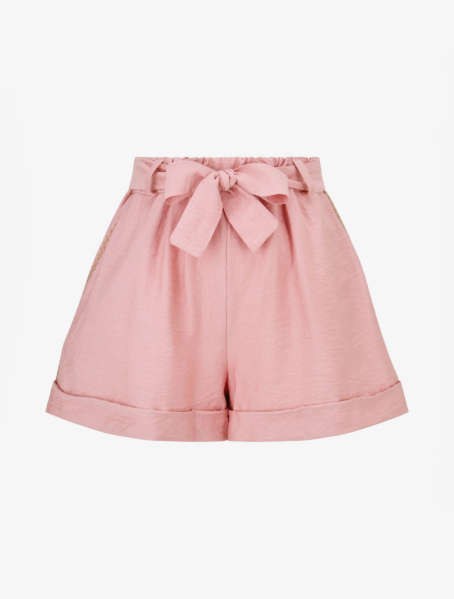Short uni à revers - Rose - 1