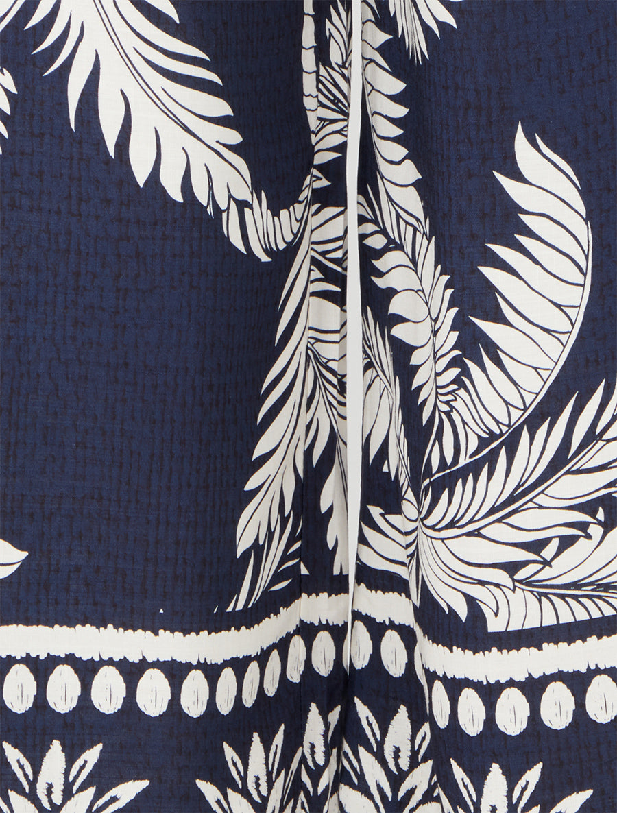 Pantalon élastiqué coupe droite imprimé tropical - Marine - 3