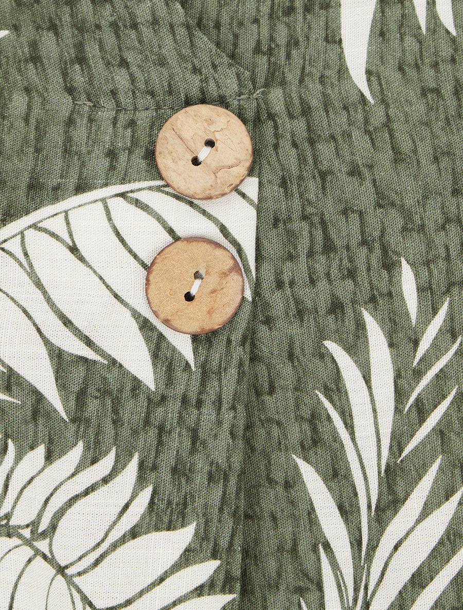 Blouse droite sans manche imprimé tropical - Kaki - 3