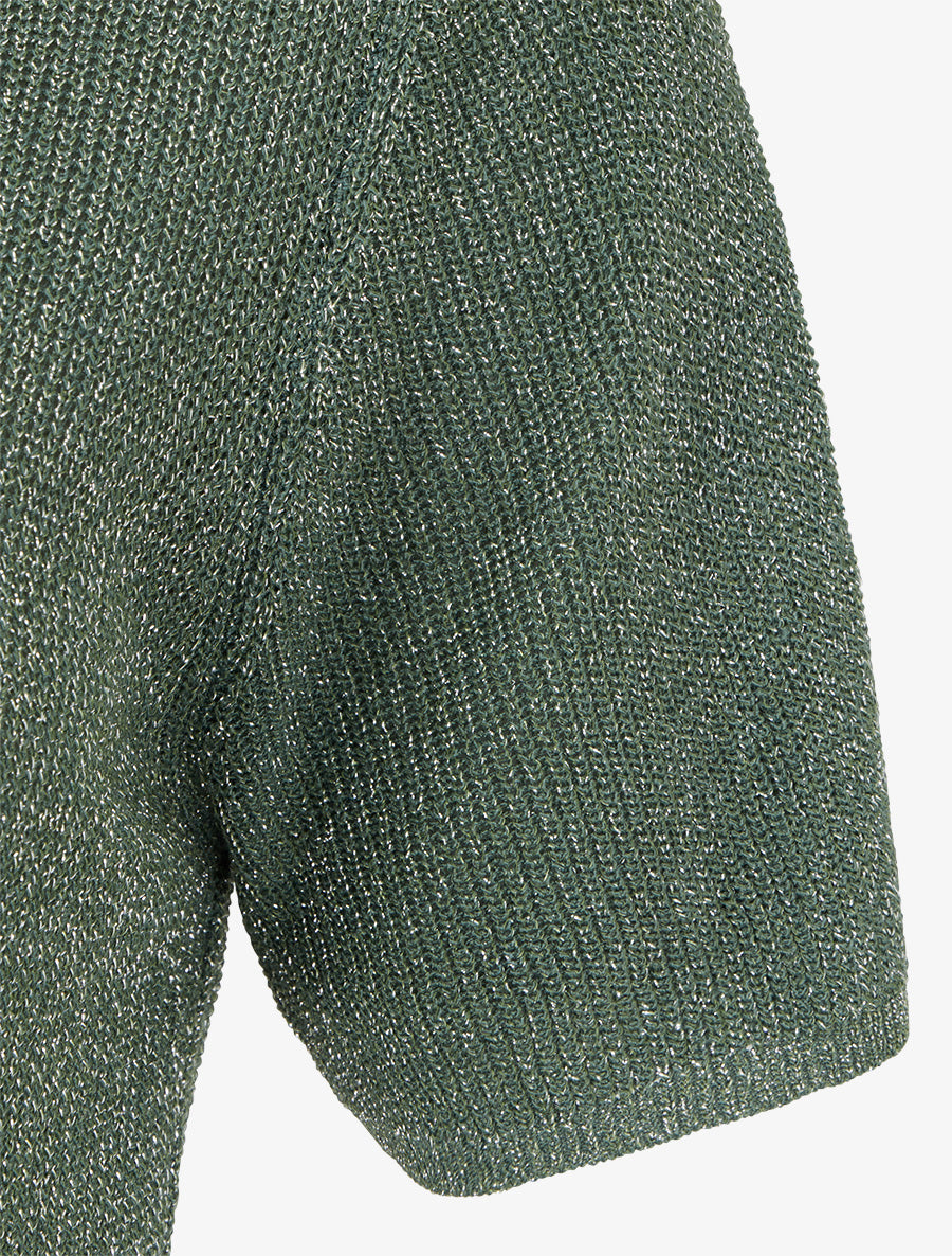 Top manches courtes en maille irisée - Kaki - 3