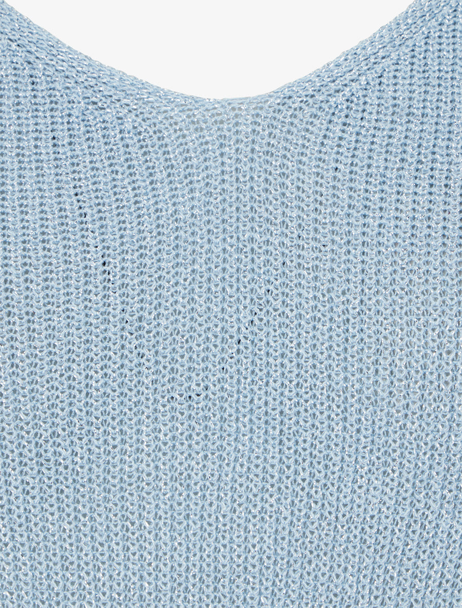 Top manches courtes en maille irisée - Bleu ciel - 3