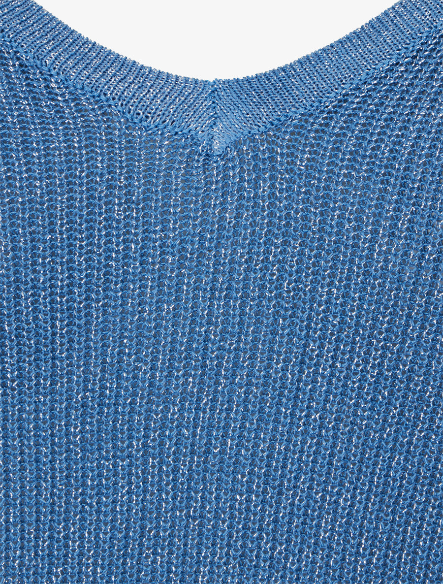 Top oversize en maille fine irisée - Bleu - 3