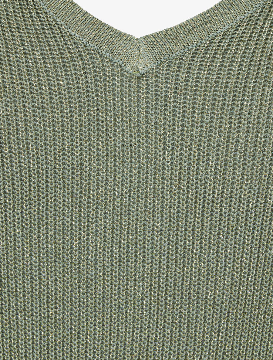 Top oversize en maille fine irisée - Kaki - 3
