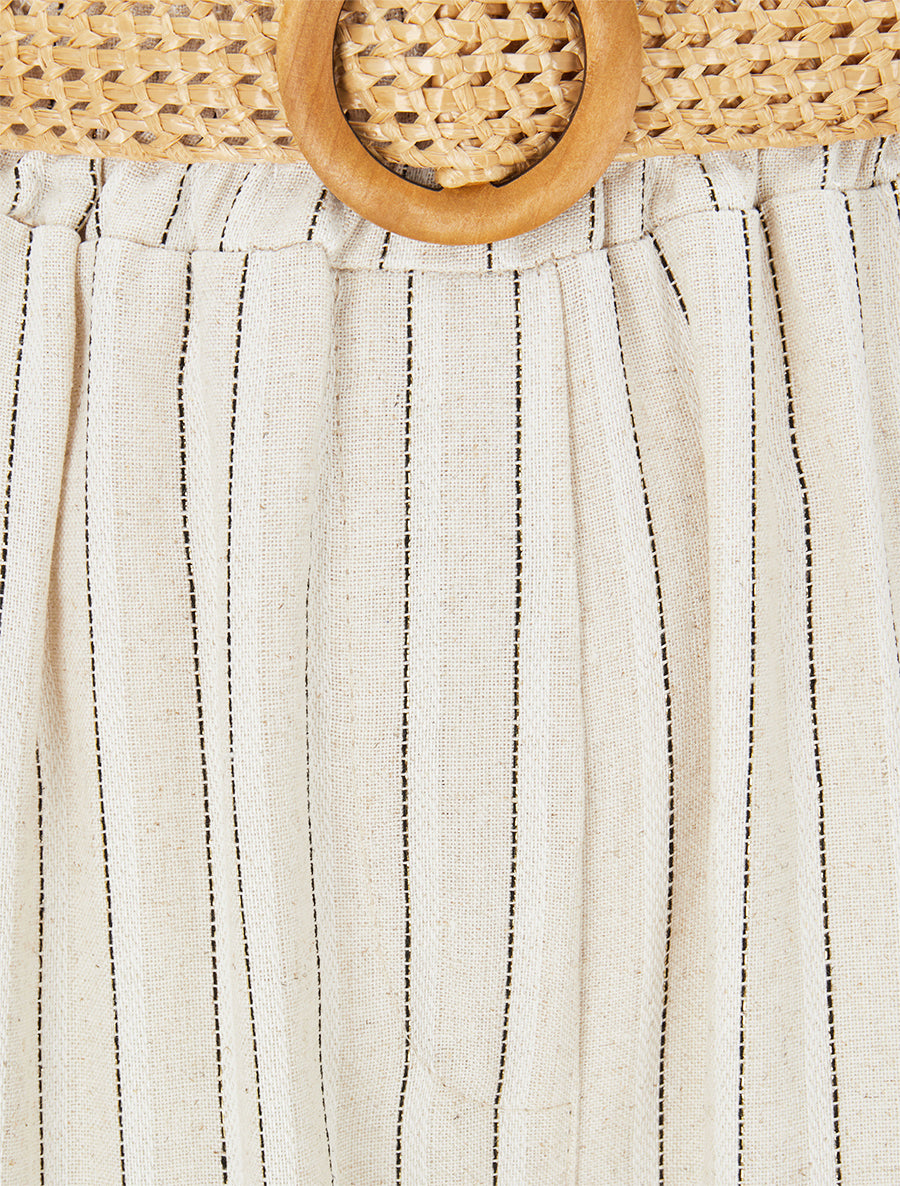 Pantalon élastiqué à rayures irisées - Beige/noir - 3