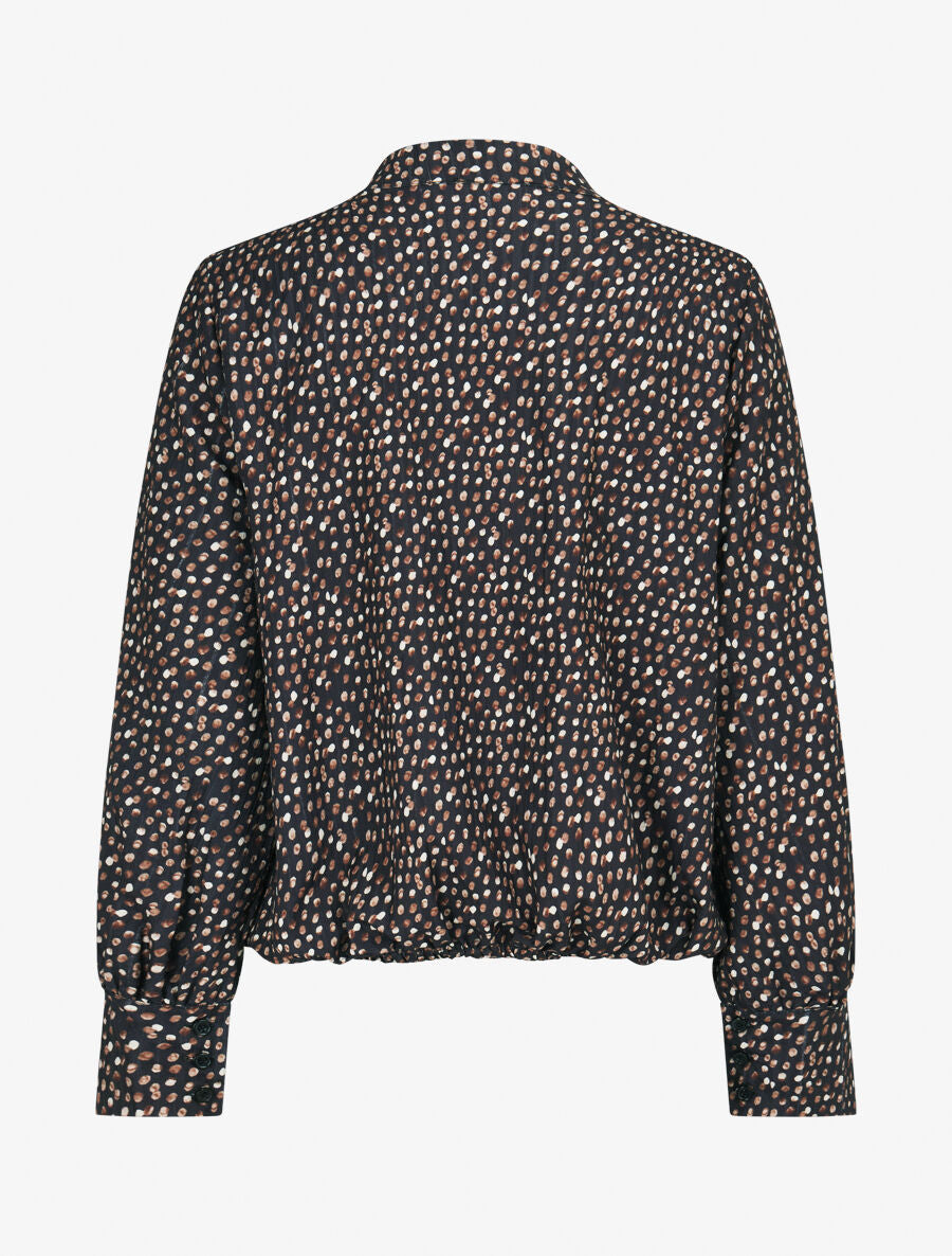 Blouse cache-coeur imprimé pois - Noir - 2