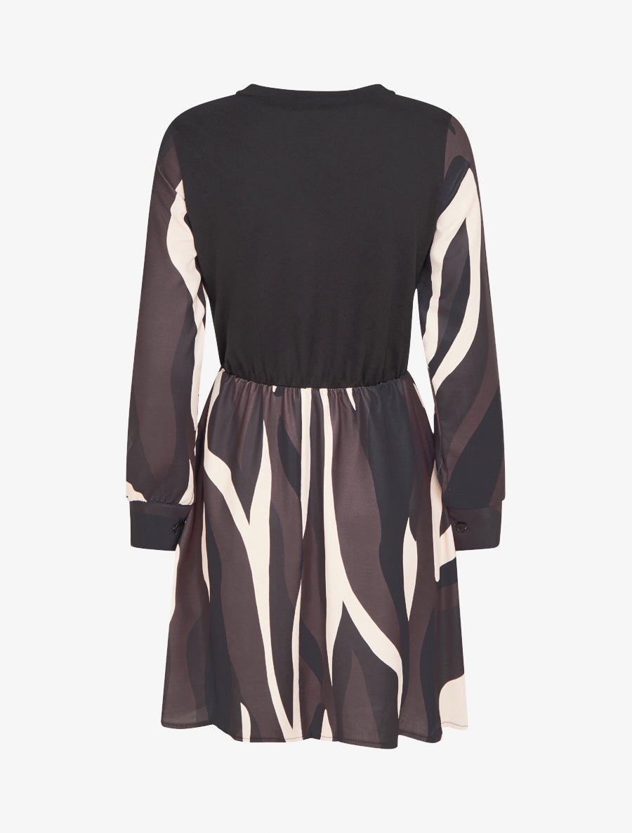 Robe mi-longue patineuse imprimé graphique - Marron - 2