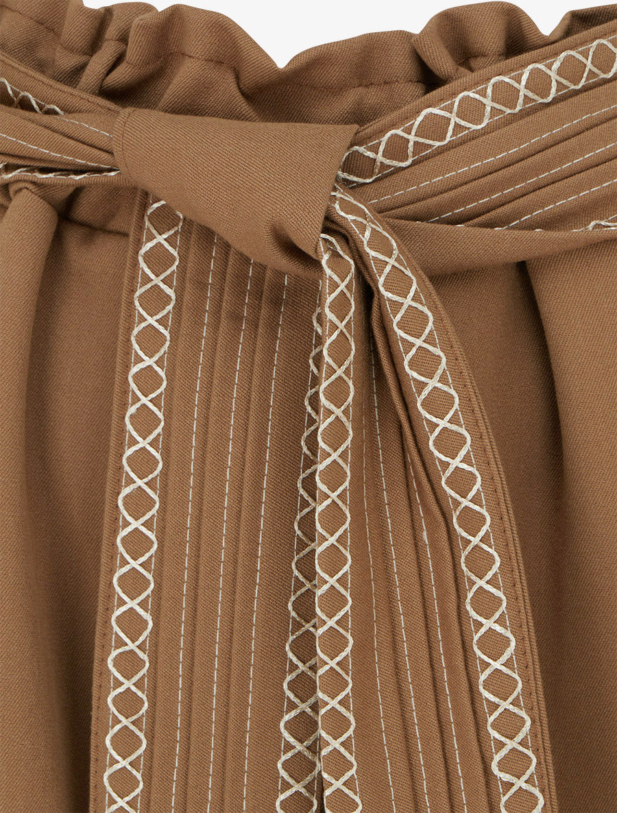 Pantalon ample uni à ceinture - Camel - 3