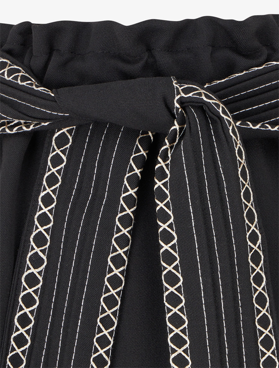 Jupe courte patineuse ceinturée - Noir - 3