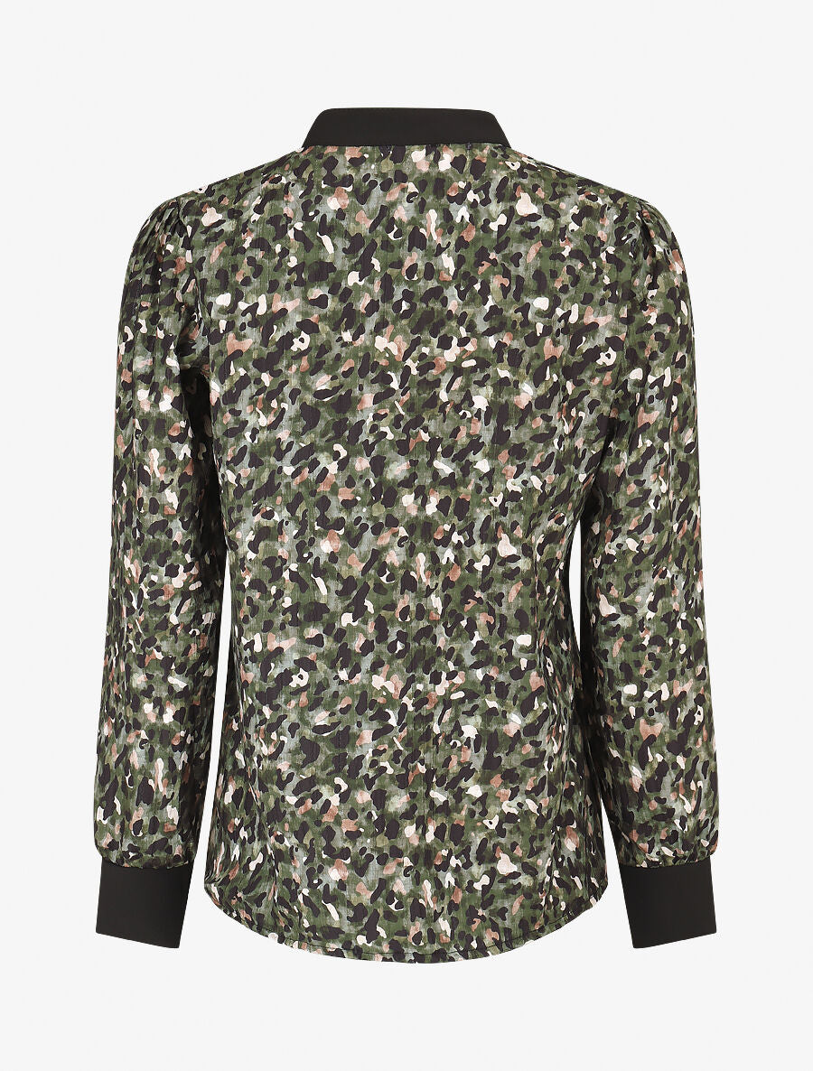 Blouse fluide à imprimé abstrait - Kaki - 2