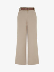 Pantalon droit uni taille haute - Taupe clair - 1