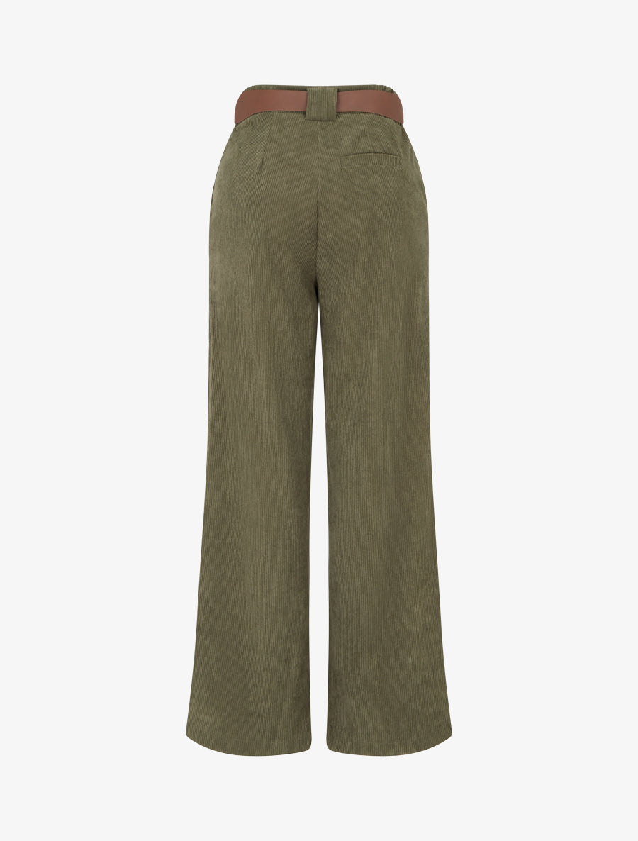 Pantalon droit en velours côtelé - Kaki - 2