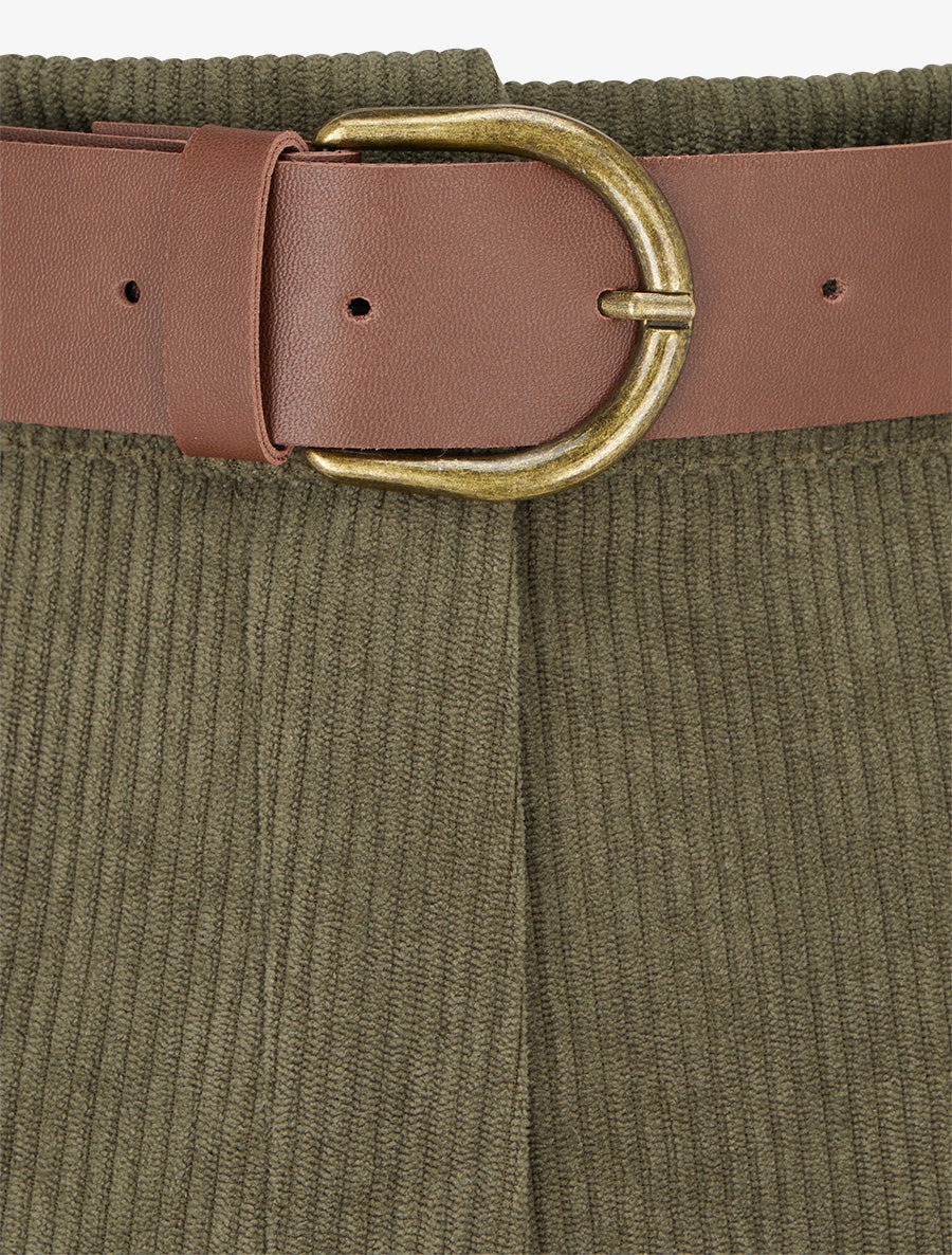 Pantalon droit en velours côtelé - Kaki - 3