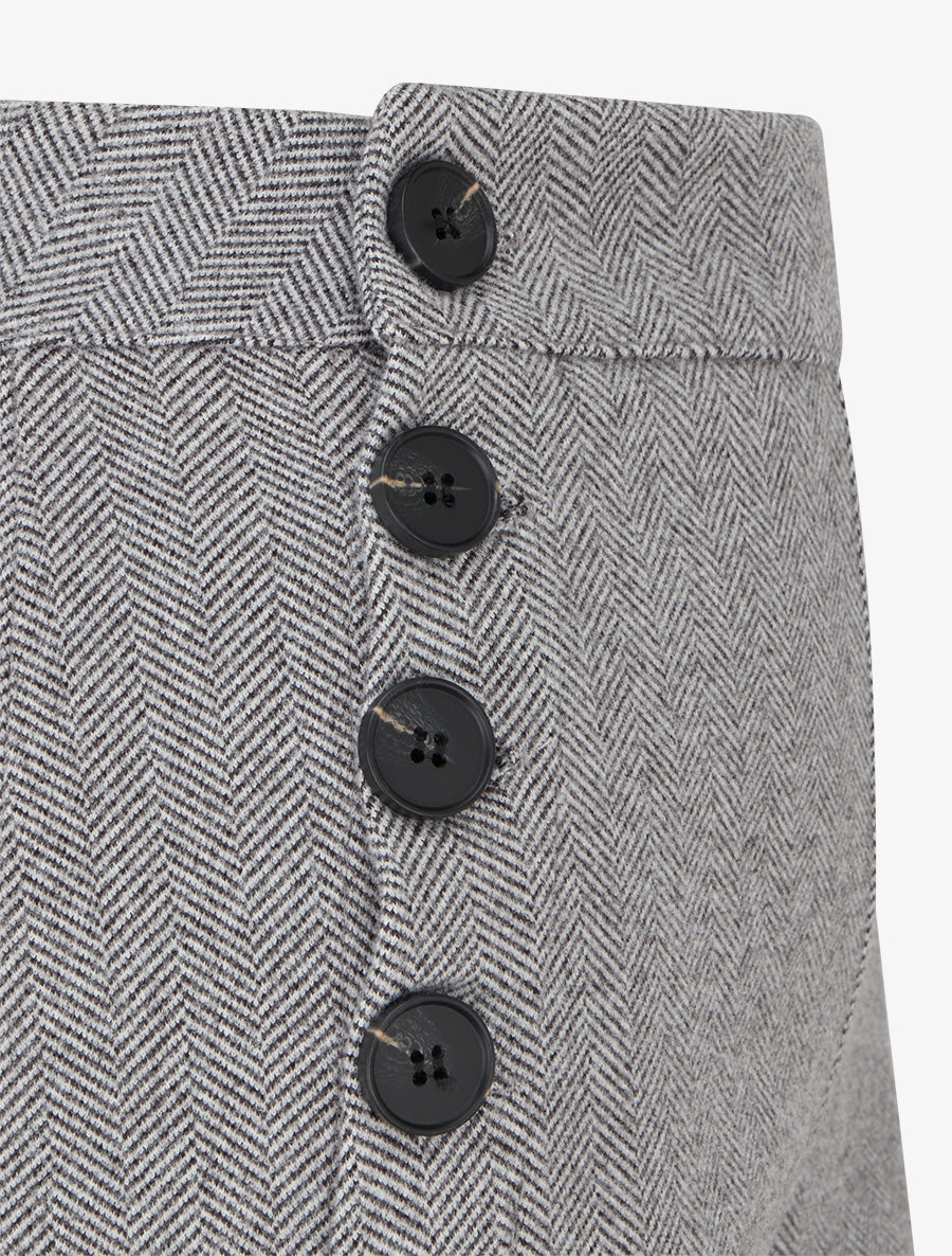 Pantalon à pont droit imprimé chevron - Gris - 3