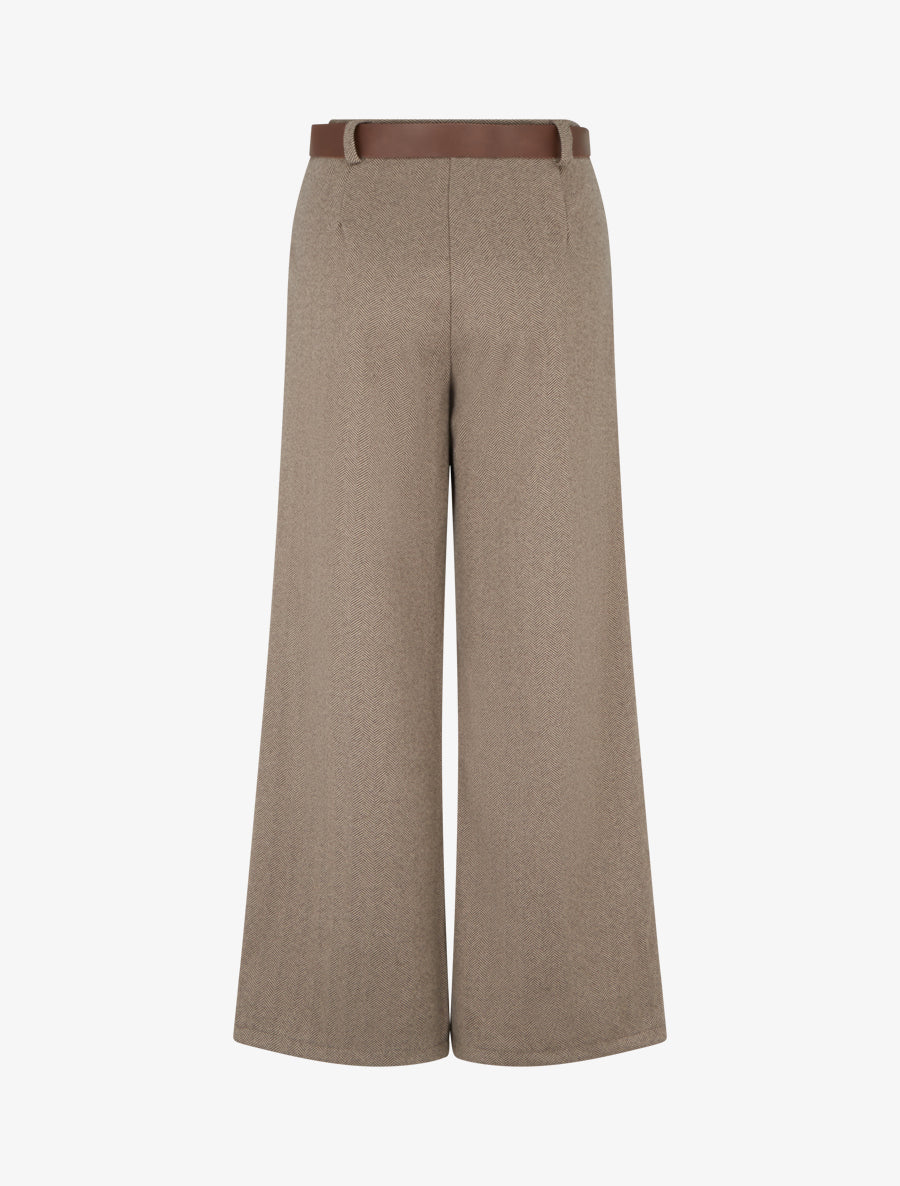 Pantalon ample imprimé chevron - Beige - 2