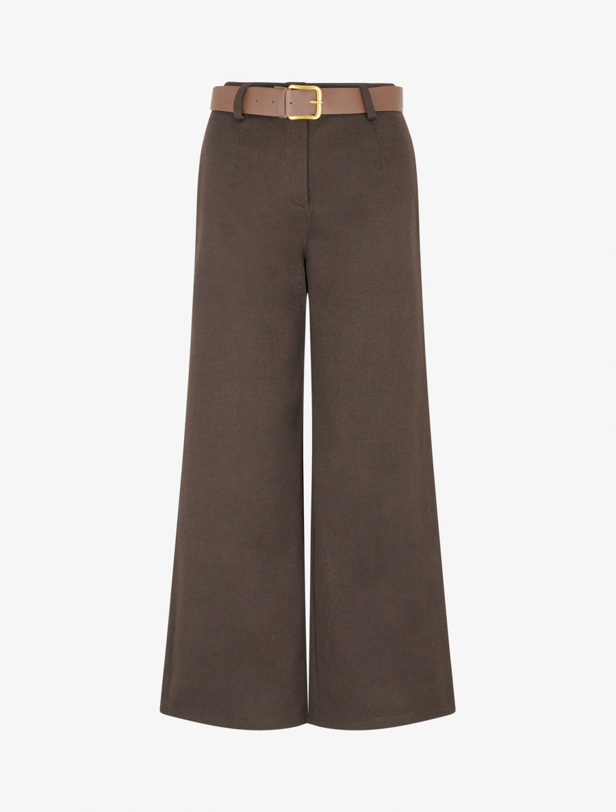 Pantalon ample imprimé chevron - Marron - 1